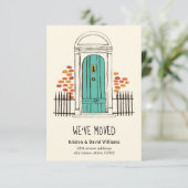 We hebben verhuisd - Blue Door Moving Aankondiging (Staand voorkant)