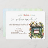 We hebben verhuisd,  brievenbus, Flowers, Striped (Voorkant / Achterkant)