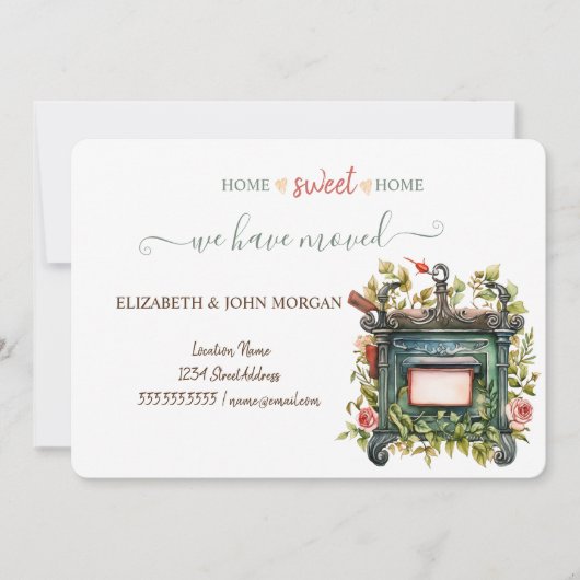 We hebben verhuisd,  brievenbus, Flowers, Striped (Voorkant)