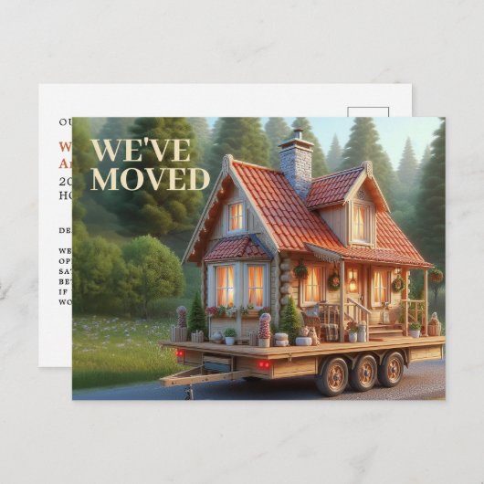 WE HEBBEN VERHUISD, chique huis op wielen Open hui Uitnodiging Briefkaart (Voorkant / Achterkant)