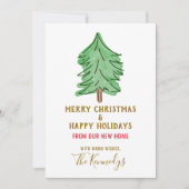 We hebben verhuisd Christmas Pine Tree Photo Holid Aankondiging (Voorkant)