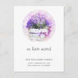 We hebben verhuisd Floral Waterverf Nieuw adres Aankondigingskaart