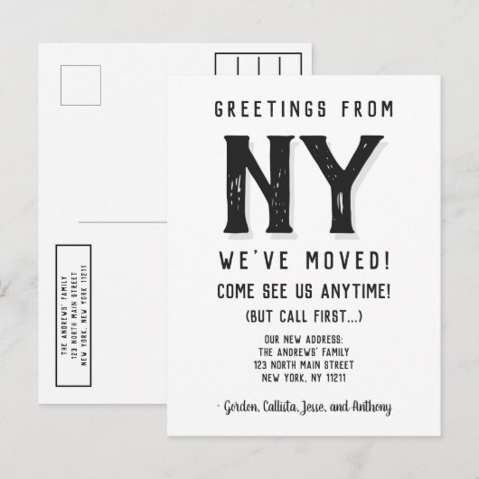 We hebben verhuisd grappig Sassy Black eenvoudig n Aankondigingskaart (Voorkant / Achterkant)