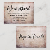 "We hebben verhuisd" Handschrift op Brown-Hued Gru Visitekaartje (Voorkant / Achterkant)