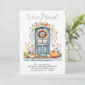 We hebben verhuisd herfst voordeur nieuwe adres ve aankondiging (Staand voorkant)