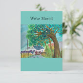 We hebben verhuisd Ierse boerderij RSVP Kaartje (Staand voorkant)