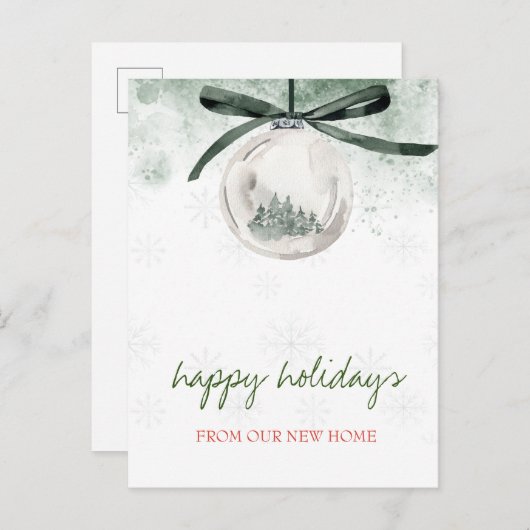 We hebben verhuisd, kerst bal pijnbomen vakantie aankondigingskaart (Voorkant / Achterkant)