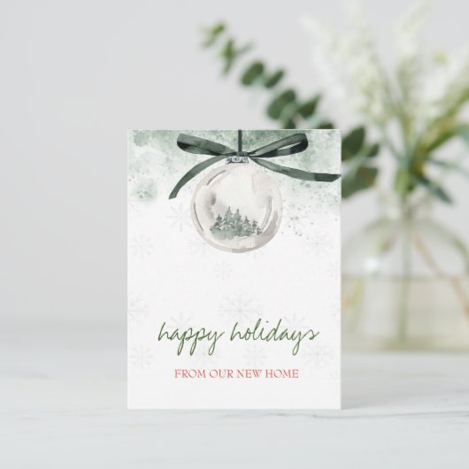 We hebben verhuisd, kerst bal pijnbomen vakantie aankondigingskaart