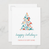 We hebben verhuisd, kerstboom kleurrijke ballen aankondigingskaart (Voorkant / Achterkant)