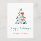 We hebben verhuisd, kerstboom kleurrijke ballen aankondigingskaart (Voorkant)