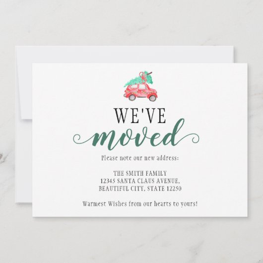 We hebben verhuisd kerstboom New Home Vakantie ver Aankondiging (Achterkant)