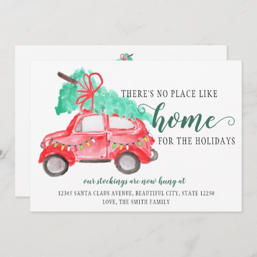 We hebben verhuisd kerstboom New Home Vakantie ver Aankondiging (Voorkant / Achterkant)