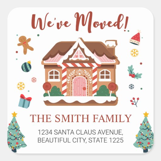 We hebben verhuisd kerstboom nieuw adres vierkante sticker (Voorkant)