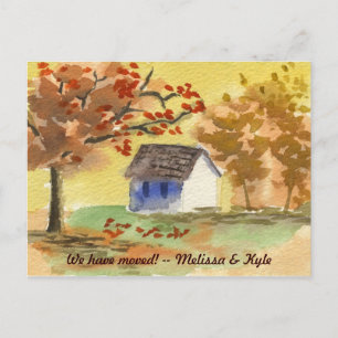 We hebben verhuisd kleine cottage herfst boom herf aankondigingskaart