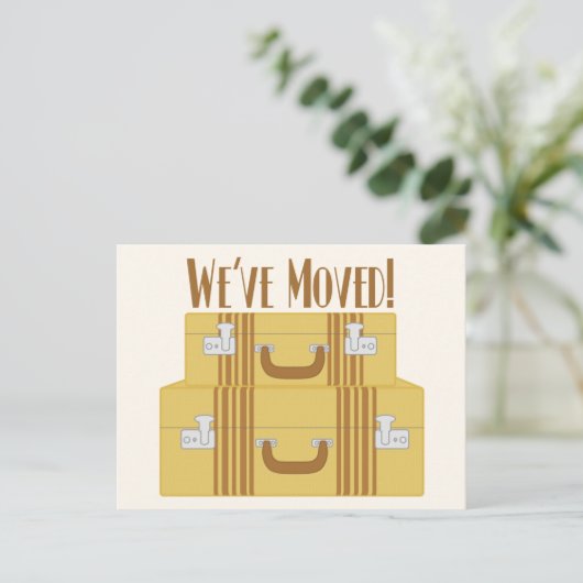 We hebben verhuisd -  koffers aankondigingskaart (Staand voorkant)