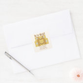 We hebben verhuisd -  koffers vierkante sticker (Envelop)