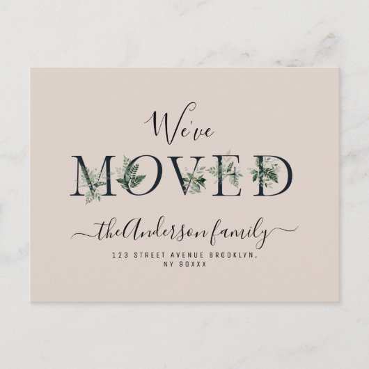 We hebben verhuisd loof letters New Home Briefkaart (Voorkant)