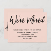 "We hebben verhuisd" Modern handschrift Blush Pink Kaart (Voorkant / Achterkant)