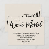 "We hebben verhuisd" Modern handschrift crème Kaar Kaart (Voorkant / Achterkant)