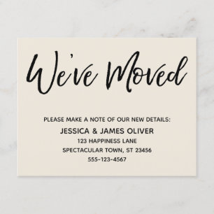 "We hebben verhuisd" Modern handschrift crème Kaar Kaart