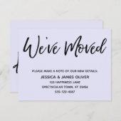 "We hebben verhuisd" Modern handschrift Lavendel K Kaart (Voorkant / Achterkant)