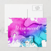 We hebben verhuisd Modern Waterverf Salon Nieuw Ad Aankondigingskaart (Voorkant / Achterkant)