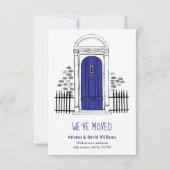 We hebben verhuisd - Navy Blue Door Moving Aankond Aankondiging (Voorkant)