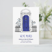 We hebben verhuisd - Navy Blue Door Moving Aankond Aankondiging (Staand voorkant)