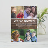We hebben verhuisd New Home 4 Photo Collage Rustic Aankondiging (Staand voorkant)