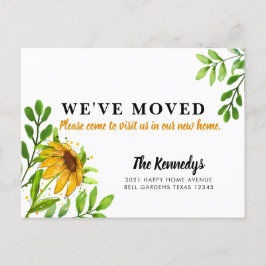 We hebben verhuisd New Home Geel Bloemen Groen Ver Aankondigingskaart