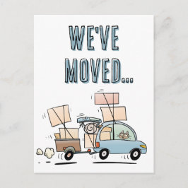 We hebben verhuisd nieuw adres grappige Cartoon Briefkaart