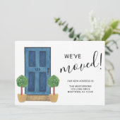 We hebben verhuisd nieuwe adres blauw Waterverf de Aankondiging (Staand voorkant)