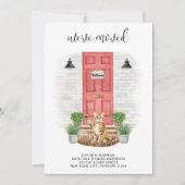 We hebben verhuisd nieuwe adres voorste rode deur aankondiging (Voorkant)