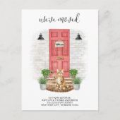 We hebben verhuisd nieuwe adres voorste rode deur aankondigingskaart (Voorkant)