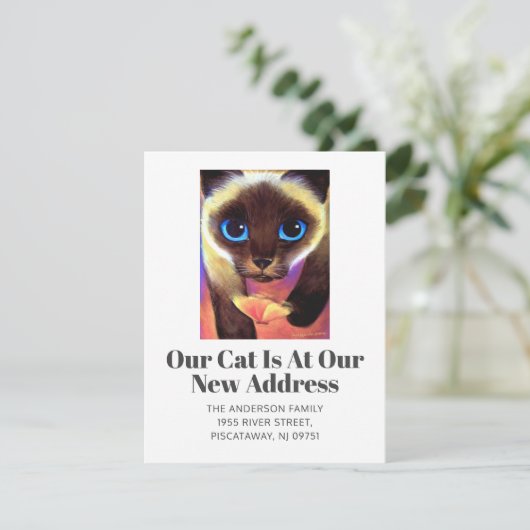 We hebben verhuisd Siamese kat huisdier script nie Aankondiging (Staand voorkant)