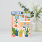 We hebben verhuisd verandering van adres tropisch  briefkaart (Staand voorkant)