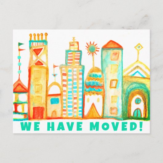We hebben verhuisd verandering van adres Waterverf Briefkaart (Voorkant)