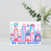 We hebben verhuisd verandering van adres Waterverf Briefkaart (Staand voorkant)