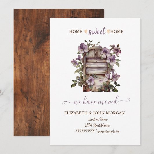 We hebben verhuisd, Vintage brievenbusbloemen, hou (Voorkant / Achterkant)