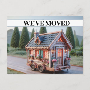 WE HEBBEN VERHUISD, Whimsical House on Wheels Open Uitnodiging Briefkaart