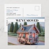 WE HEBBEN VERHUISD, Whimsical House on Wheels Open Uitnodiging Briefkaart (Voorkant / Achterkant)