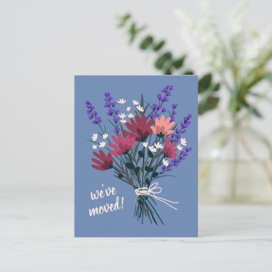 We hebben verhuisd Wildflower boeket nieuw huisadr Briefkaart (Staand voorkant)