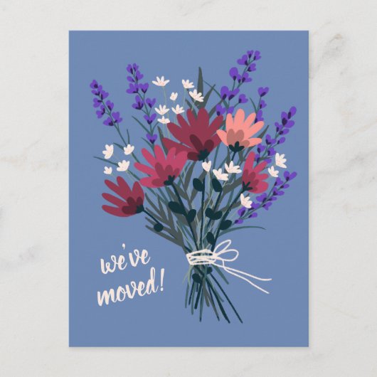 We hebben verhuisd Wildflower boeket nieuw huisadr Briefkaart (Voorkant)