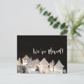We hebben verlichte kerstwoningen verplaatst briefkaart (Staand voorkant)