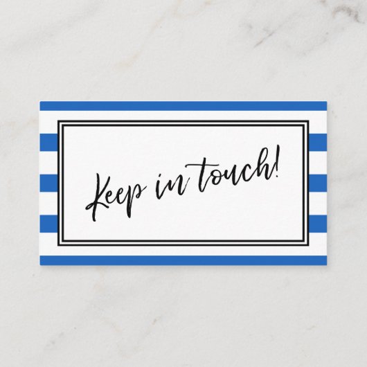 "We hebben verplaatst" Blauw-wit horizontale strep Visitekaartje (Achterkant)