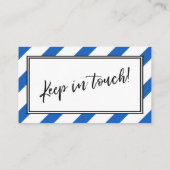 "We hebben verplaatst" Blauwe en witte diagonale s Visitekaartje (Achterkant)