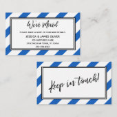 "We hebben verplaatst" Blauwe en witte diagonale s Visitekaartje (Voorkant / Achterkant)