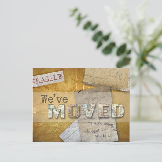 "We hebben verplaatst" Briefkaart voor adreswijzig (Staand voorkant)