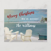 * We hebben verplaatst Budget Ocean Beach Kerstmis Aankondigingskaart (Voorkant)