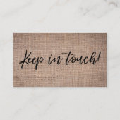 "We hebben verplaatst" Burlap Handschrift Typograf Visitekaartje (Achterkant)